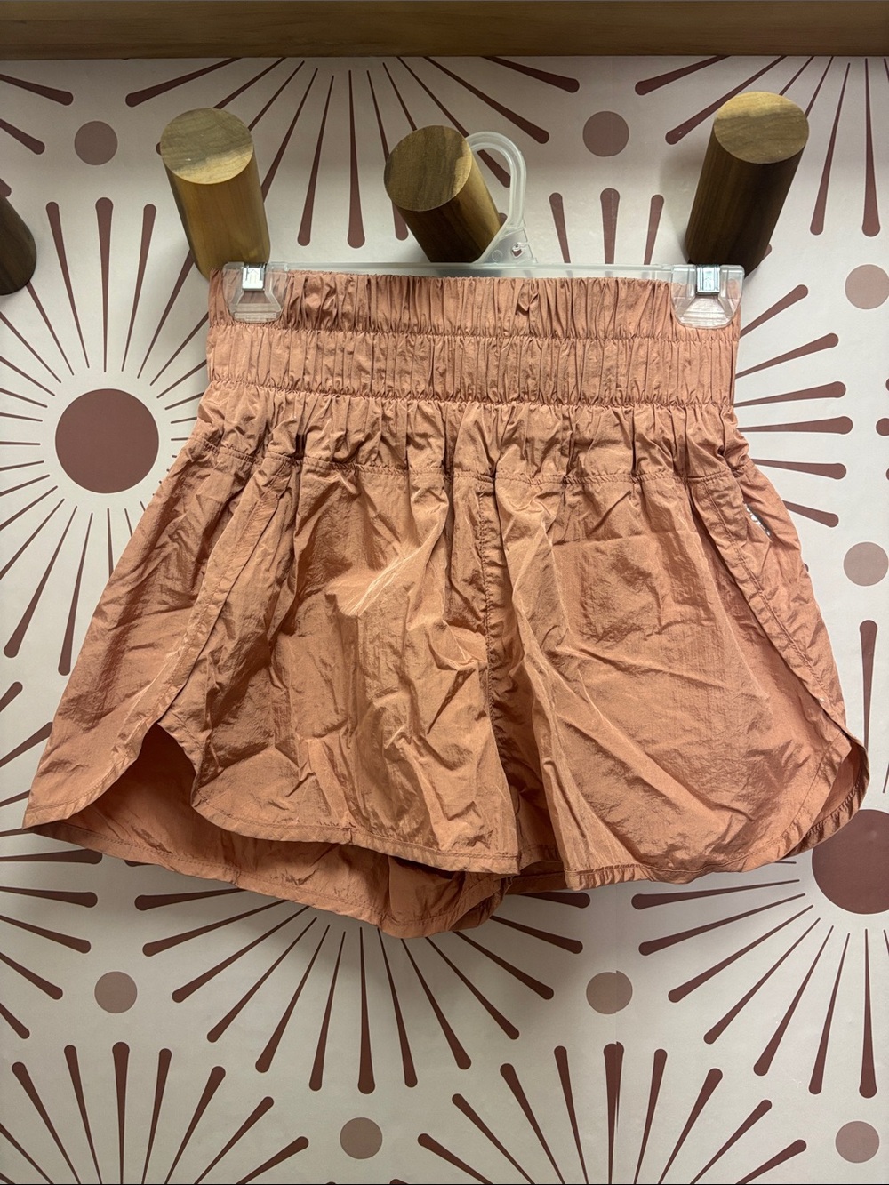 FP Movement by Free People Dusty Peach Smocked Ruffle Athletic Skort
